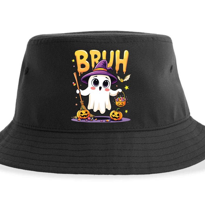 Bruh Ghost Halloween Trick Or Treat Funny Sustainable Bucket Hat