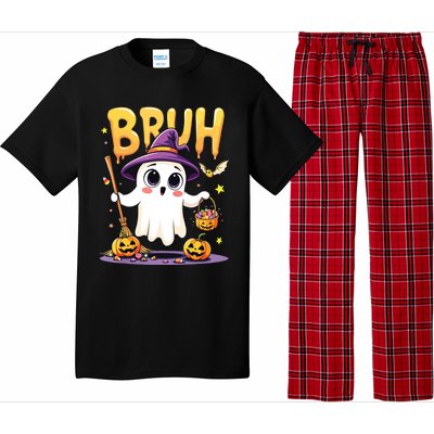 Bruh Ghost Halloween Trick Or Treat Funny Pajama Set