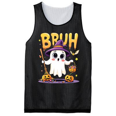 Bruh Ghost Halloween Trick Or Treat Funny Mesh Reversible Basketball Jersey Tank