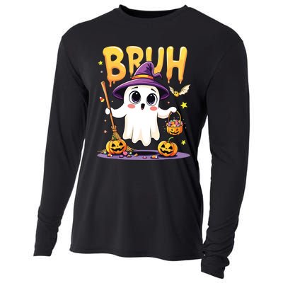 Bruh Ghost Halloween Trick Or Treat Funny Cooling Performance Long Sleeve Crew