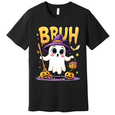 Bruh Ghost Halloween Trick Or Treat Funny Premium T-Shirt