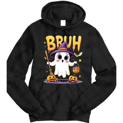 Bruh Ghost Halloween Trick Or Treat Funny Tie Dye Hoodie