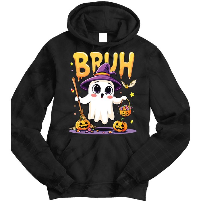 Bruh Ghost Halloween Trick Or Treat Funny Tie Dye Hoodie