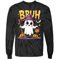 Bruh Ghost Halloween Trick Or Treat Funny Tie-Dye Long Sleeve Shirt