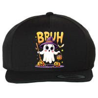 Bruh Ghost Halloween Trick Or Treat Funny Wool Snapback Cap