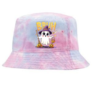 Bruh Ghost Halloween Trick Or Treat Funny Tie-Dyed Bucket Hat