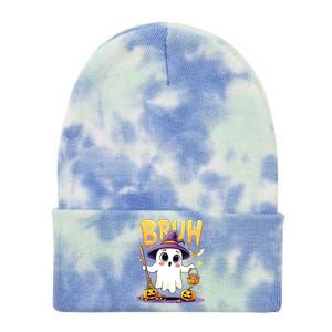 Bruh Ghost Halloween Trick Or Treat Funny Tie Dye 12in Knit Beanie