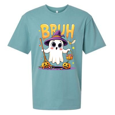 Bruh Ghost Halloween Trick Or Treat Funny Sueded Cloud Jersey T-Shirt