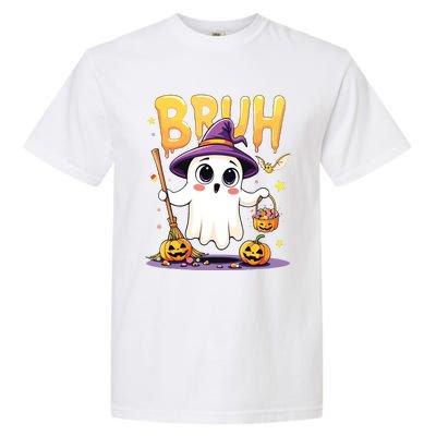 Bruh Ghost Halloween Trick Or Treat Funny Garment-Dyed Heavyweight T-Shirt