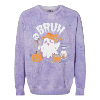 Bruh Ghost Halloween Cute Ghost Candy Colorblast Crewneck Sweatshirt