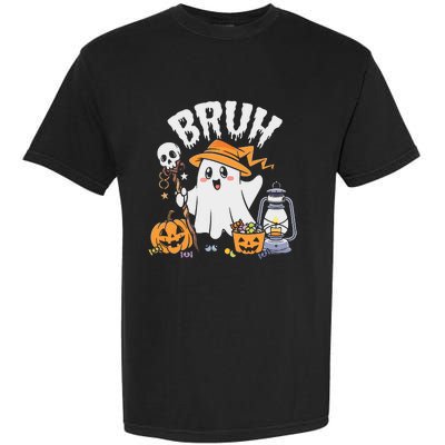 Bruh Ghost Halloween Cute Ghost Candy Garment-Dyed Heavyweight T-Shirt