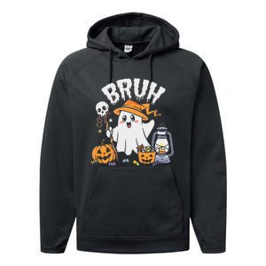 Bruh Ghost Halloween Cute Ghost Candy Performance Fleece Hoodie