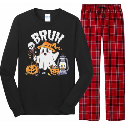 Bruh Ghost Halloween Cute Ghost Candy Long Sleeve Pajama Set