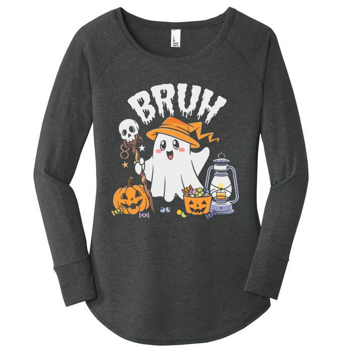 Bruh Ghost Halloween Cute Ghost Candy Women's Perfect Tri Tunic Long Sleeve Shirt