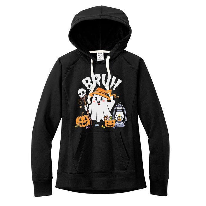 Bruh Ghost Halloween Cute Ghost Candy Women's Fleece Hoodie