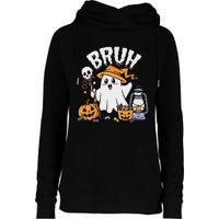 Bruh Ghost Halloween Cute Ghost Candy Womens Funnel Neck Pullover Hood