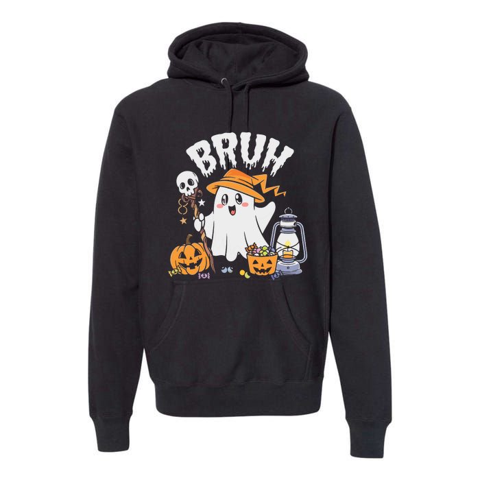 Bruh Ghost Halloween Cute Ghost Candy Premium Hoodie