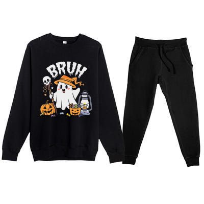 Bruh Ghost Halloween Cute Ghost Candy Premium Crewneck Sweatsuit Set