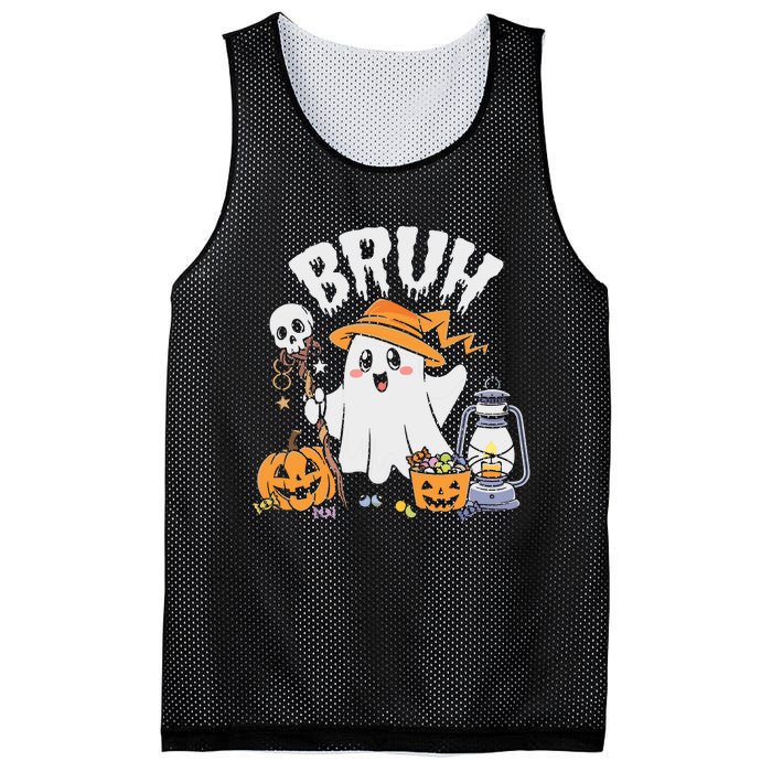 Bruh Ghost Halloween Cute Ghost Candy Mesh Reversible Basketball Jersey Tank