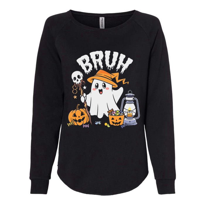 Bruh Ghost Halloween Cute Ghost Candy Womens California Wash Sweatshirt