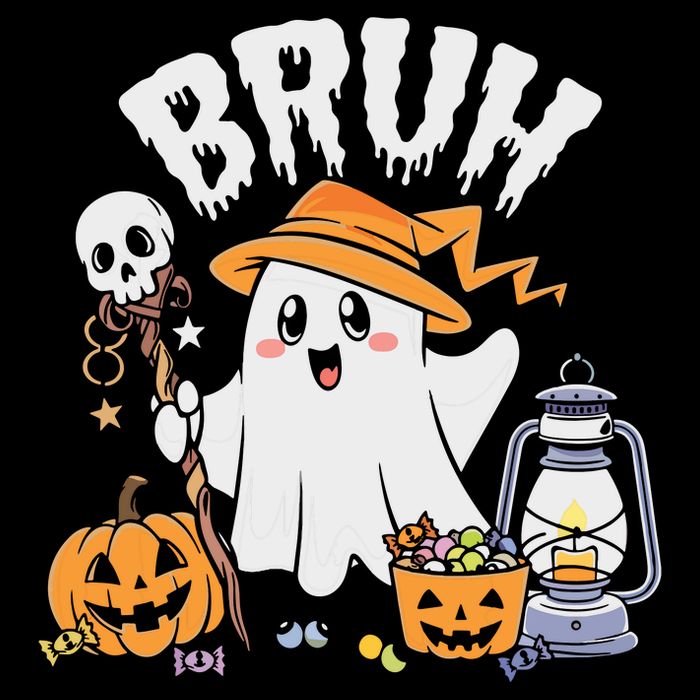 Bruh Ghost Halloween Cute Ghost Candy Baby Bodysuit