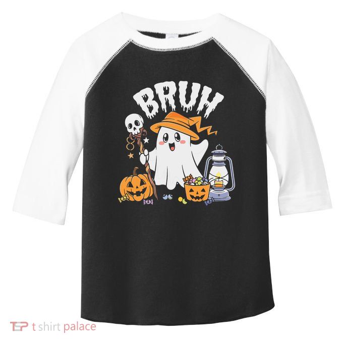 Bruh Ghost Halloween Cute Ghost Candy Toddler Fine Jersey T-Shirt