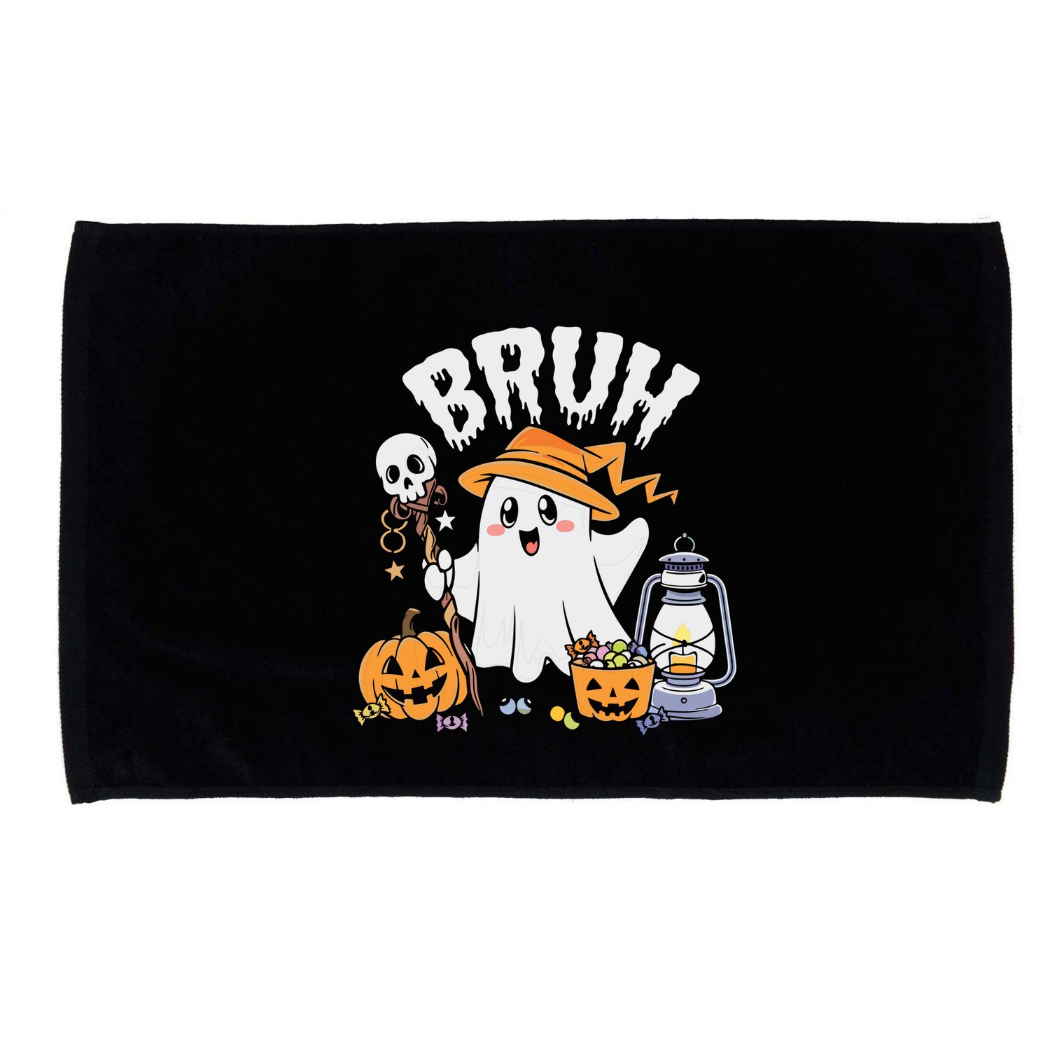Bruh Ghost Halloween Cute Ghost Candy Microfiber Hand Towel