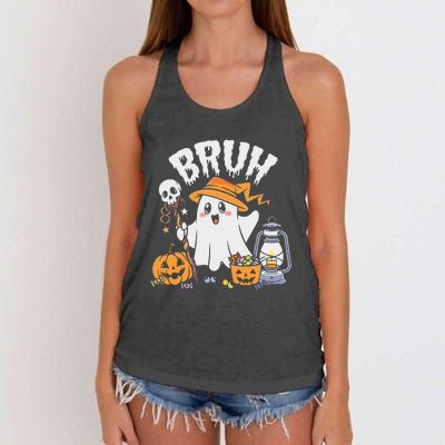 Bruh Ghost Halloween Cute Ghost Candy Women's Knotted Racerback Tank