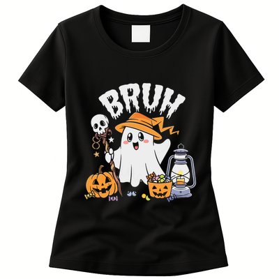 Bruh Ghost Halloween Cute Ghost Candy Womens T-Shirt