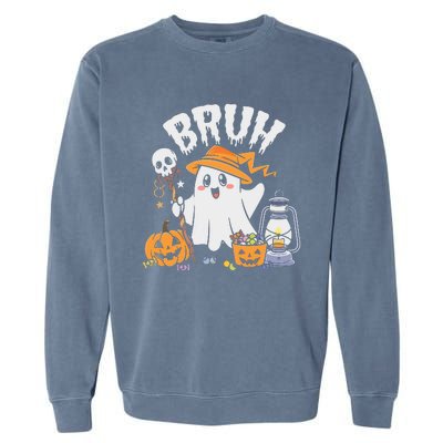 Bruh Ghost Halloween Cute Ghost Candy Garment-Dyed Sweatshirt