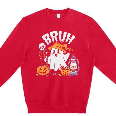 Bruh Ghost Halloween Cute Ghost Candy Premium Crewneck Sweatshirt