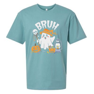 Bruh Ghost Halloween Cute Ghost Candy Sueded Cloud Jersey T-Shirt