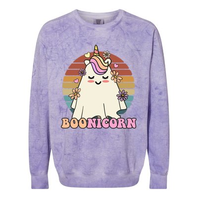 Boonicorn Groovy Halloween Unicorn Boo Ghost Costume Cute Gift Colorblast Crewneck Sweatshirt