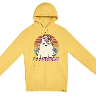 Boonicorn Groovy Halloween Unicorn Boo Ghost Costume Cute Gift Premium Pullover Hoodie