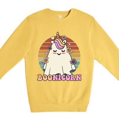 Boonicorn Groovy Halloween Unicorn Boo Ghost Costume Cute Gift Premium Crewneck Sweatshirt