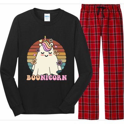 Boonicorn Groovy Halloween Unicorn Boo Ghost Costume Cute Gift Long Sleeve Pajama Set