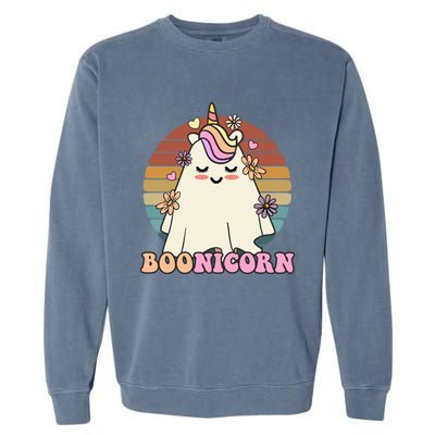 Boonicorn Groovy Halloween Unicorn Boo Ghost Costume Cute Gift Garment-Dyed Sweatshirt