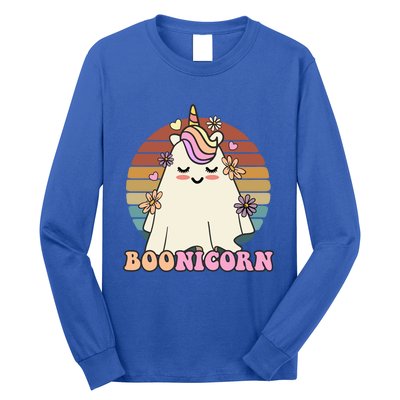 Boonicorn Groovy Halloween Unicorn Boo Ghost Costume Cute Gift Long Sleeve Shirt