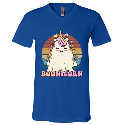 Boonicorn Groovy Halloween Unicorn Boo Ghost Costume Cute Gift V-Neck T-Shirt