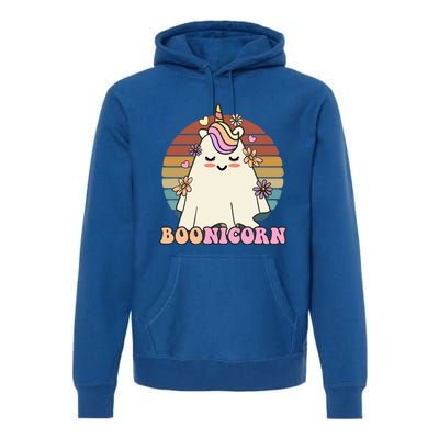 Boonicorn Groovy Halloween Unicorn Boo Ghost Costume Cute Gift Premium Hoodie