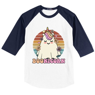 Boonicorn Groovy Halloween Unicorn Boo Ghost Costume Cute Gift Baseball Sleeve Shirt