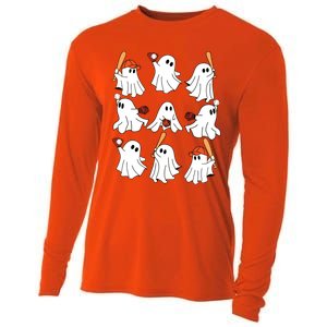 Boo Ghost Halloween Baseball Happy Halloween Baseball Lover Cooling Performance Long Sleeve Crew