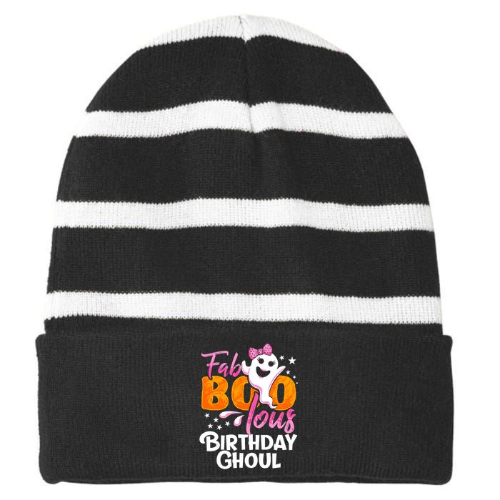 Birthday Ghoul Halloween Girl Fab BOO Lous Fabolous Striped Beanie with Solid Band