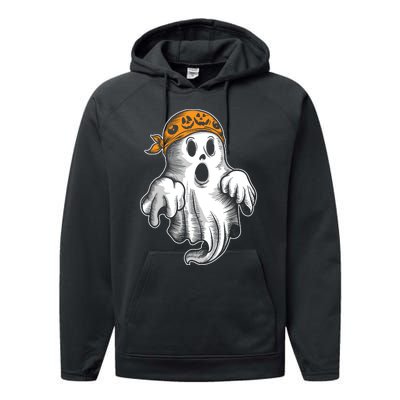 Boo Ghost Halloween Graphic Performance Fleece Hoodie