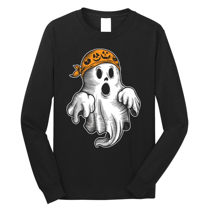 Boo Ghost Halloween Graphic Long Sleeve Shirt