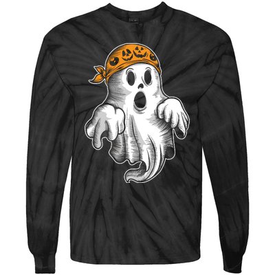 Boo Ghost Halloween Graphic Tie-Dye Long Sleeve Shirt