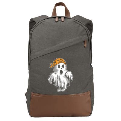 Boo Ghost Halloween Graphic Cotton Canvas Backpack
