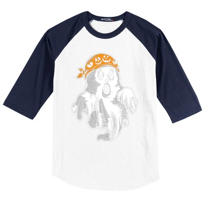 Boo Ghost Halloween Graphic Baseball Sleeve Shirt