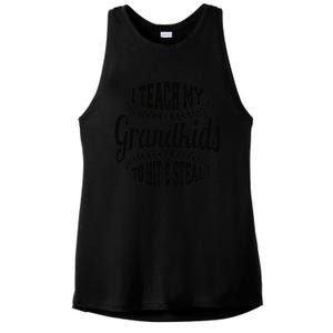 Baseball Grandpa I Teach My Grand to Hit and Steal Ladies PosiCharge Tri-Blend Wicking Tank