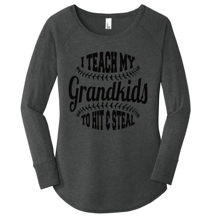 Baseball Grandpa I Teach My Grand to Hit and Steal Women's Perfect Tri Tunic Long Sleeve Shirt